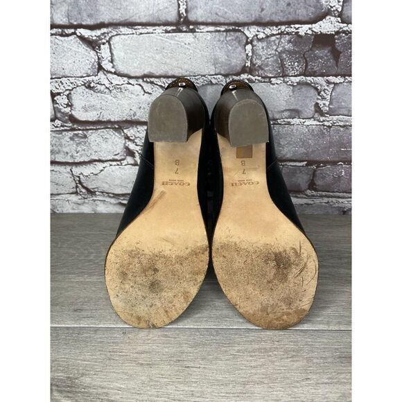 Coach Labelle Black Leather Open Toe Booties Heels Shoes Women’s Sz 7B US/37EU - Picture 7 of 16